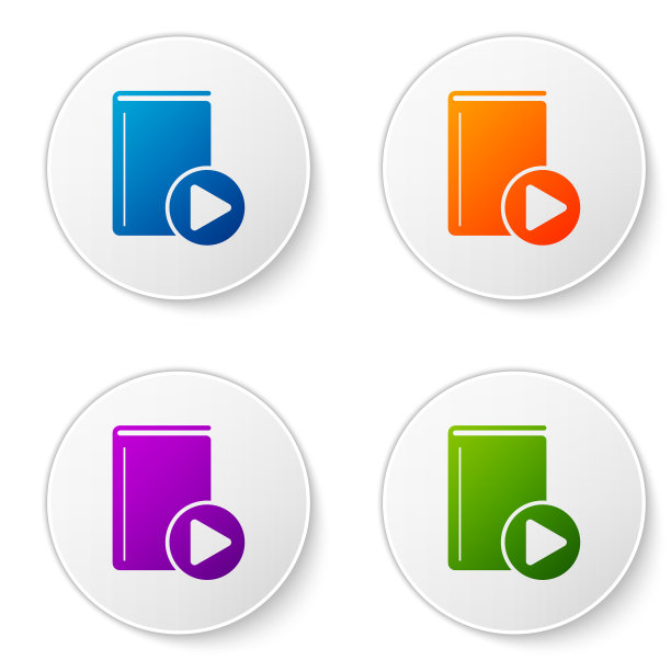 彩色有声书图标孤立在白色背景图片下载