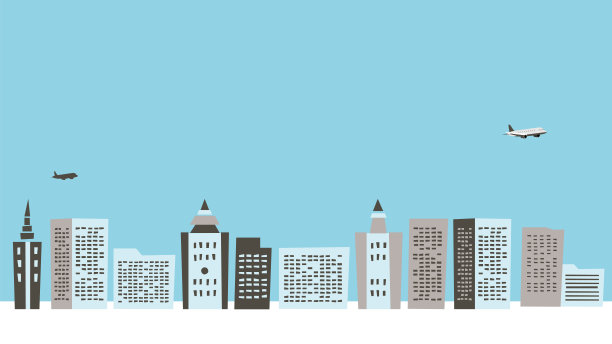 矢量插图集的街道场景的建筑物图片下载