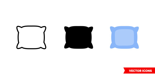 枕头图标有三种颜色、黑白、轮廓。孤立向量符号符号图片下载