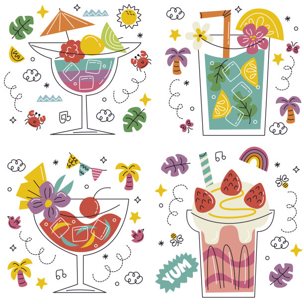 涂鸦饮料贴纸集图片下载