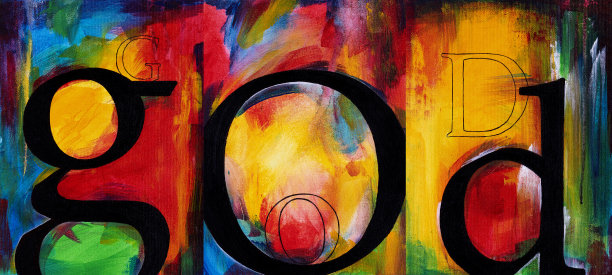 上帝字母字母印刷彩色抽象画图片下载