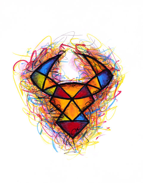 金牛座:十二生肖中的牛绘抽象画图片下载