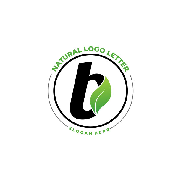 字母b与叶子标志绿叶标志图标图片下载