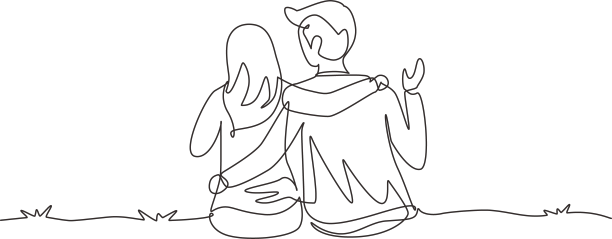 连续的一行画出幸福的家庭夫妻图片下载