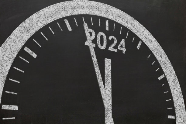 新年2024时钟时间黑板图片下载