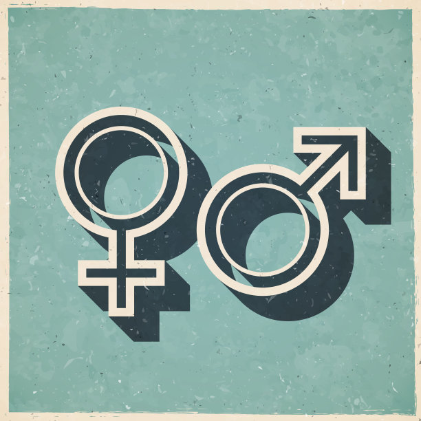 性别。图标在复古风格-旧纹理纸图片下载