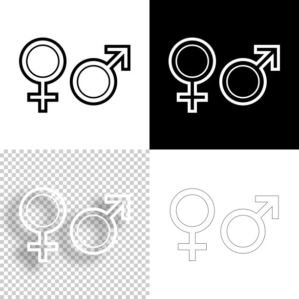 性别。图标设计。空白，白色和黑色背景-线图标图片下载
