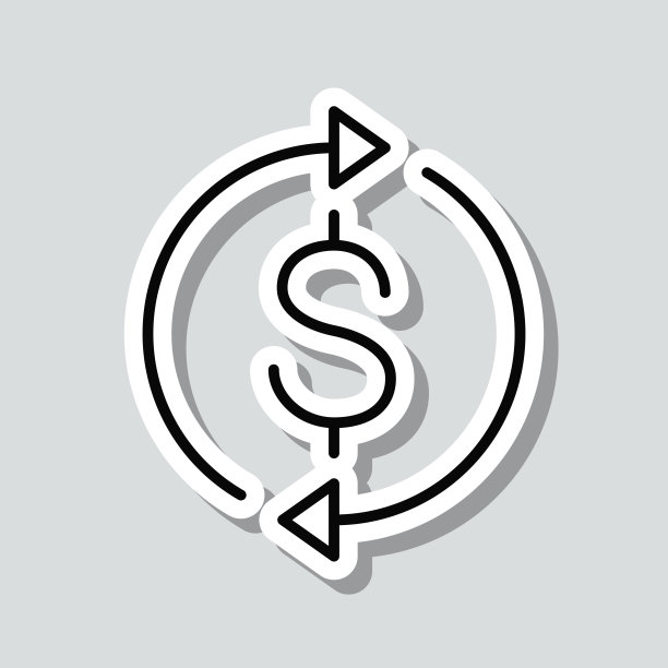 兑换并转帐美元。图标贴纸在灰色背景图片下载