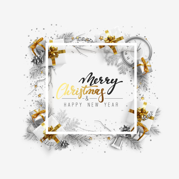 圣诞节明亮的背景用银色装饰。图片下载