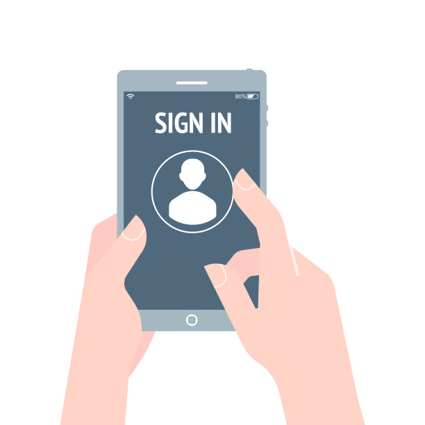 用手触摸带有用户登录表单页面和登录按钮的平板电脑屏幕。会员配置文件登录，移动应用平面设计理念。图片下载