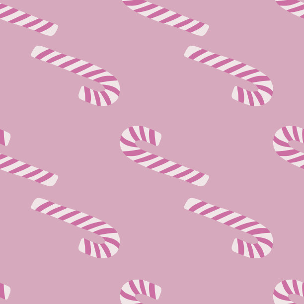 无缝涂鸦图案与圣诞棒棒糖元素。甜甜的风格化新年印花在淡紫色的背景。图片下载
