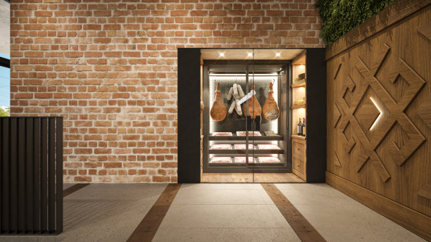 咖啡馆/餐厅/酒吧。室内设计。计算机生成的图像。建筑可视化。3D渲染。图片下载