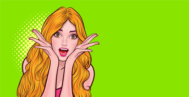 惊讶的女人笑哇脸并举手图片下载