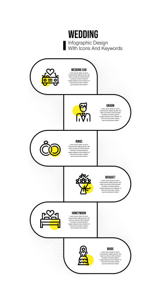 信息图表设计模板与婚礼的关键字和图标图片下载
