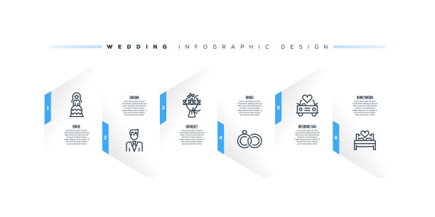 信息图表设计模板与婚礼的关键字和图标图片下载