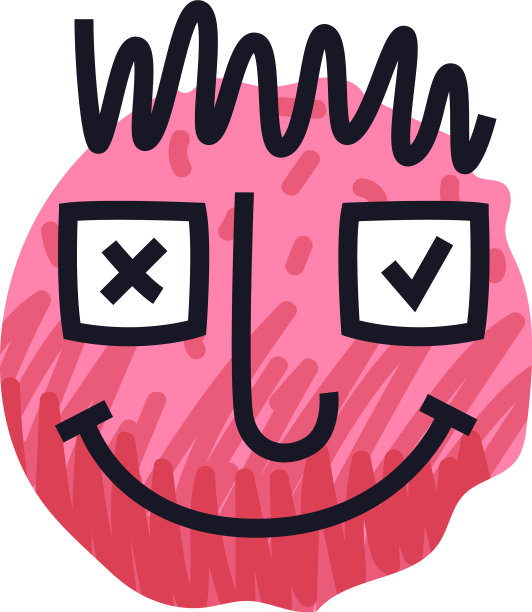 抽象漫画粉红色的脸微笑着表达情感图片下载