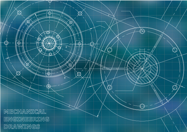 机械工程图纸背景蓝色图片下载