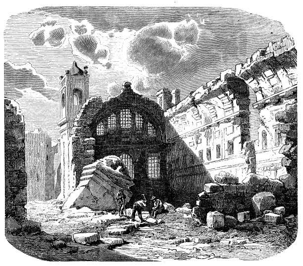 古董插图:里斯本，地震后São Nicolau教堂图片下载