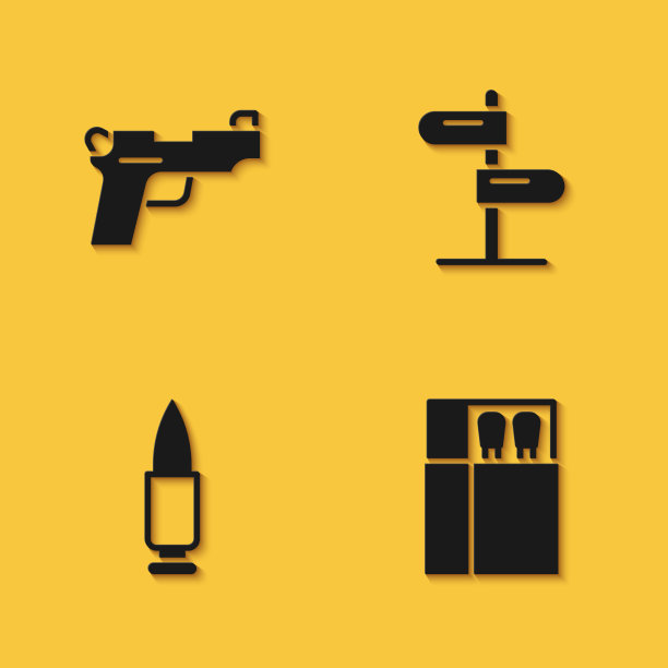 设置手枪或枪，打开火柴盒和火柴图片下载