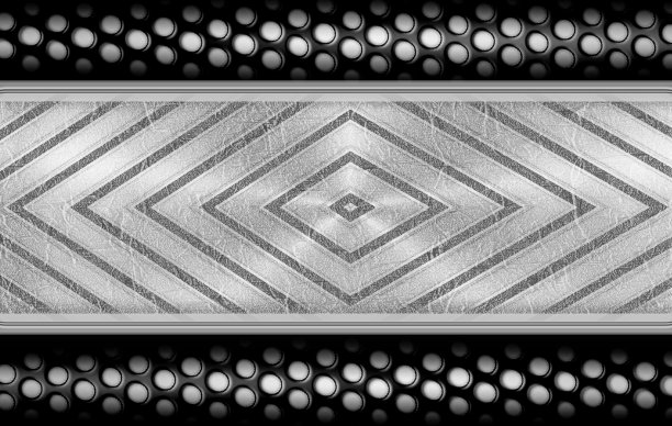 抽象金属背景，拉丝和雕刻黑色和灰色金属板和孔。图片下载