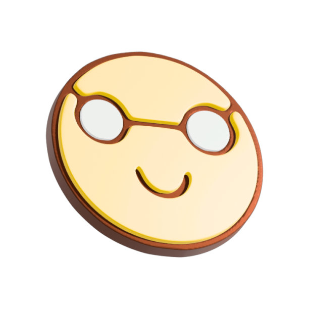 快乐的笑脸与眼镜3d插图。卡通人物孤立在白色背景。图片下载