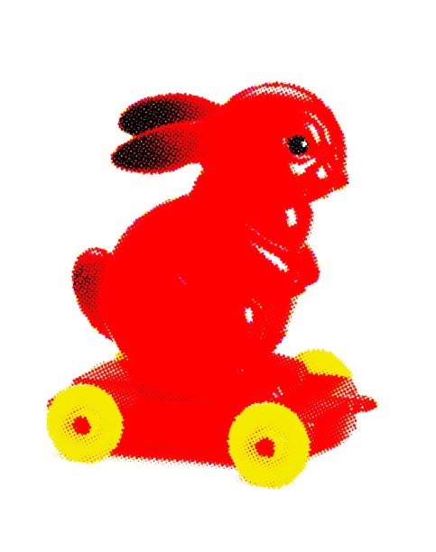 轮子上的红兔子玩具图片下载