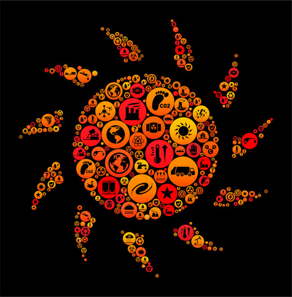 炎热夏季太阳气候变化矢量图标图案图片下载