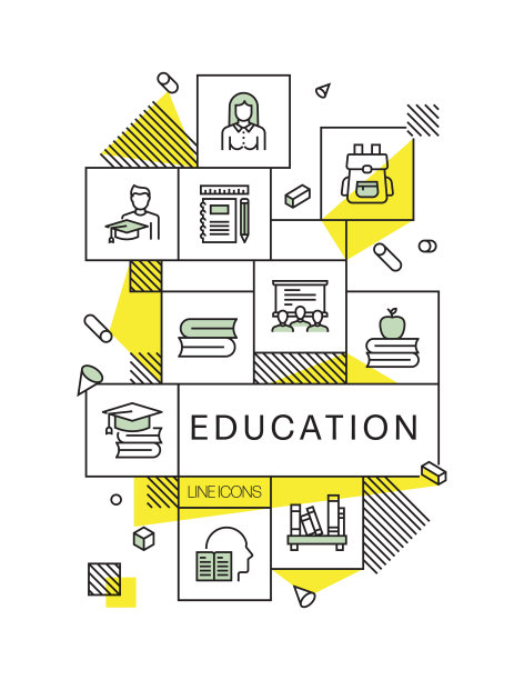 教育和学校相关的现代线条风格矢量插图图片下载