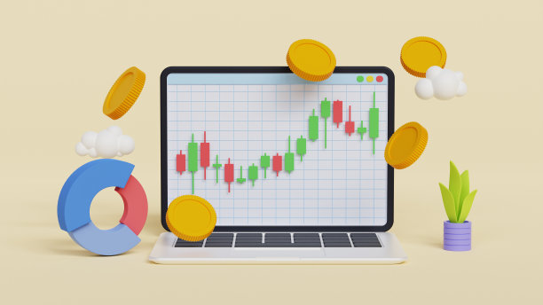 3D网上交易与笔记本电脑。3d笔记本使用资金业务图在计算机上与货币硬币的概念。贸易为商业投资。三维演示图片下载