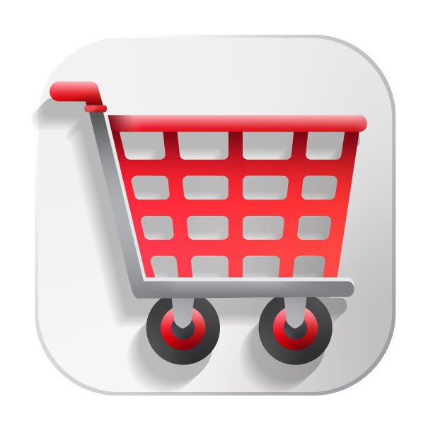 3D购物车图标设计设置在明亮的渐变颜色图片下载