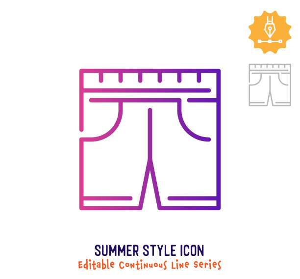 夏季风格连续线可编辑的笔画线图片下载