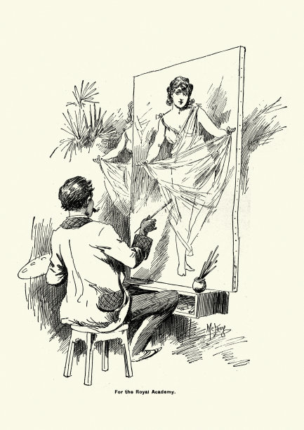 艺术家画的一个年轻女子肖像，维多利亚1890年代，19世纪图片下载