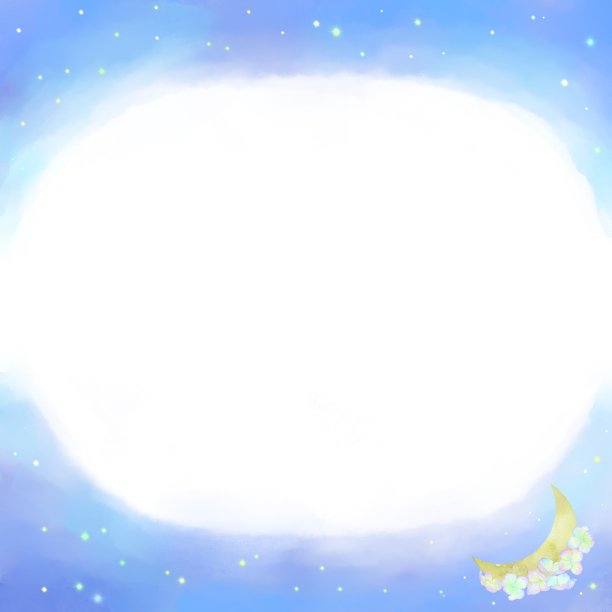 色彩柔和的花朵和月亮构成了奇妙的夜空。图片下载