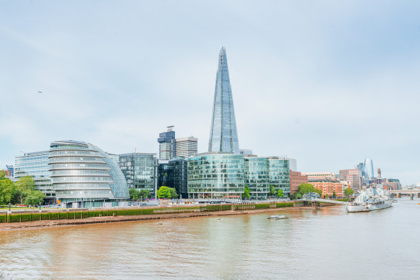 泰晤士河上的伦敦城市天际线图片下载