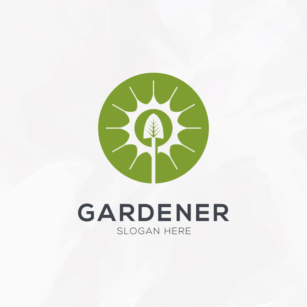 绿色园丁环境标志模板矢量插图。图片下载