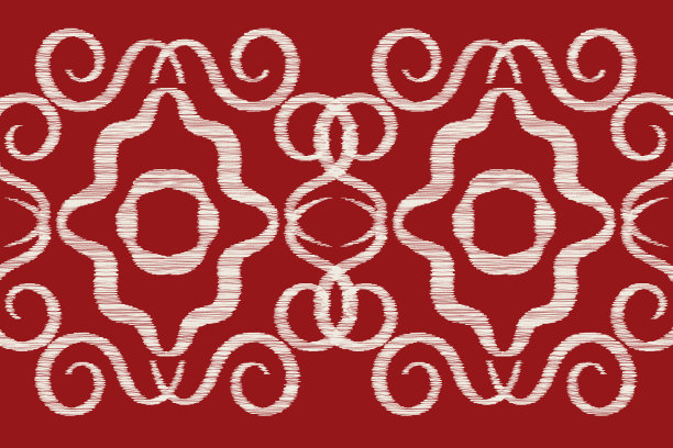 民族伊卡特无缝织物图案几何风格。非洲伊卡特刺绣民族东方图案红色背景。图片下载