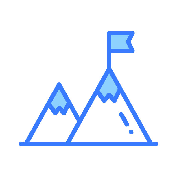 山顶上的旗帜，时尚风格的使命概念标志图片下载