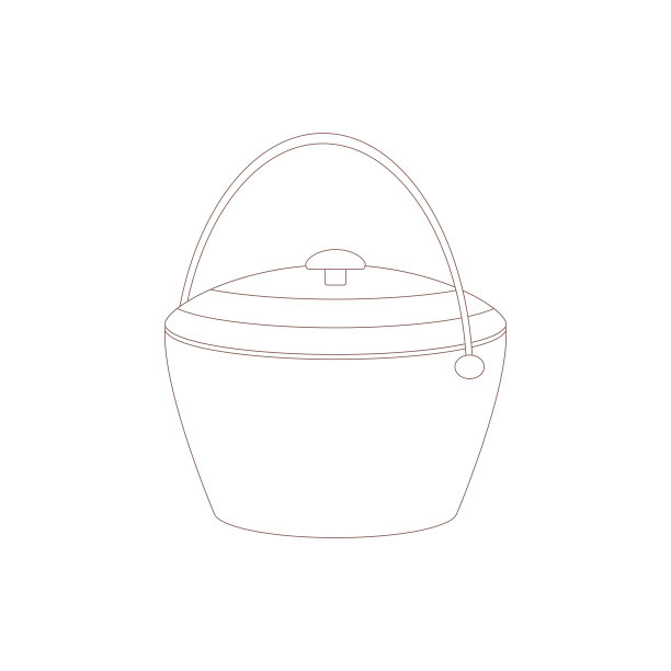 大锅。野营和徒步旅行的绘画元素。野外生存、旅游、远足、户外休闲、旅游。图片下载