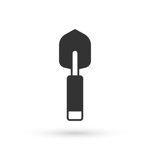 灰色花园铲子或铲子图标孤立的白色背景。园艺工具。园艺、农业、耕作工具。向量图片下载