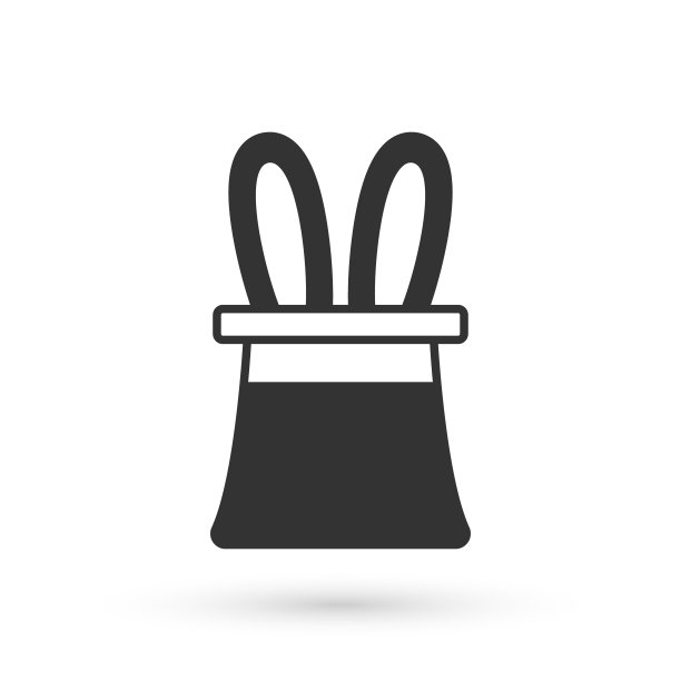 灰色魔术师帽子和兔子耳朵图标孤立的白色背景。魔术。神秘娱乐概念。向量图片下载