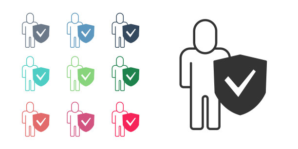 黑色健康的生活方式图标孤立在孤立的白色背景上。设置图标彩色。向量图片下载