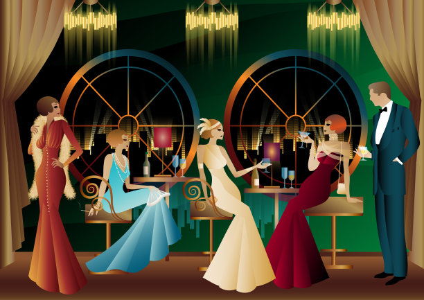 男男女女在餐厅喝鸡尾酒。图片下载