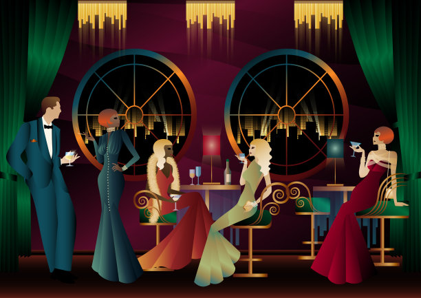 男男女女在餐厅喝鸡尾酒。图片下载