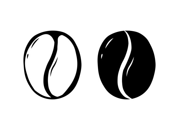 摘要咖啡豆图标集孤立的白色背景。平面矢量标志插图。烘培咖啡饮料店徽。图片下载