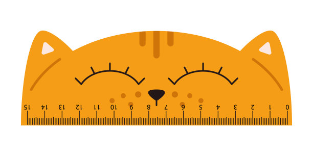 矢量可爱的猫测量尺。学生测量工具与有趣的小猫。可爱的学校尺子和小猫头。厘米尺度。图片下载