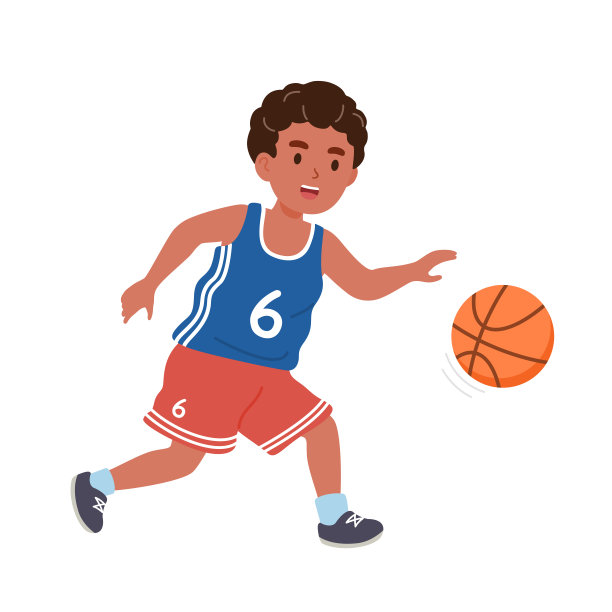 男孩在打篮球。运动游戏是儿童锻炼的概念。矢量插图隔离在白色背景上。图片下载