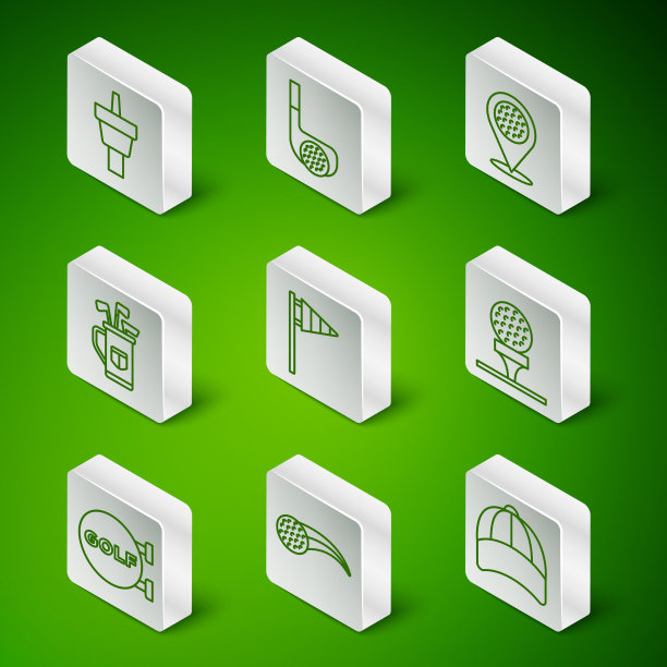 设置线棒球帽高尔夫球发球旗袋图片下载