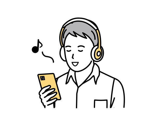 年轻人用智能手机听音乐图片下载