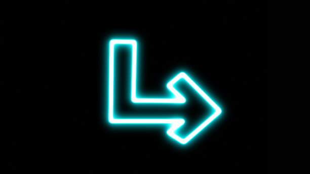 右下角的箭头。道路方向标志。黑线的形式。导航的想法。图像在矢量格式。一张库存照片。图片下载