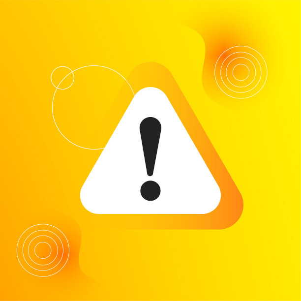 现代黄色背景上的警告标志图标。惊叹号，提醒。矢量图图片下载